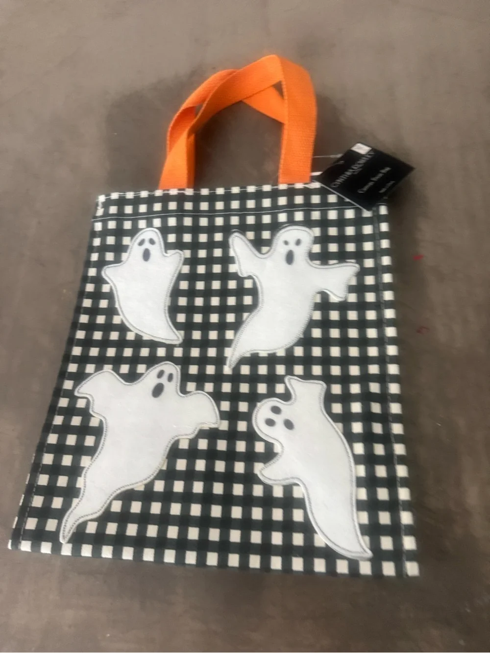 Halloween Ghost Trick-or-Treat Tote Bag with Orange Handles(can be a purse👻)